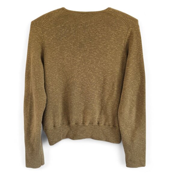 Madewell Womens Surplice Wrap Sweater M Olive Green Cotton Blend Long Sleeve - Picture 4 of 14